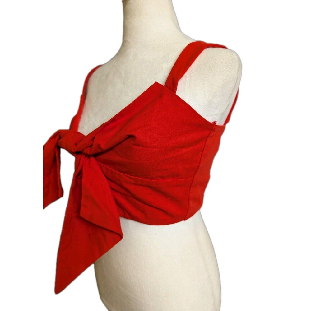 Anthropologie Mable Women's Size Small Crop Top Red Chic Date Night Festival Bow